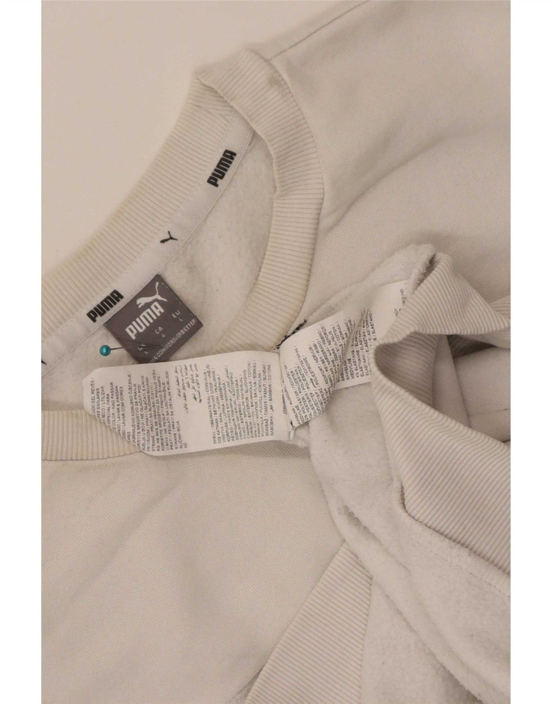 Puma Herren Grafik-Sweatshirt-Pullover, groß, weiße Baumwolle