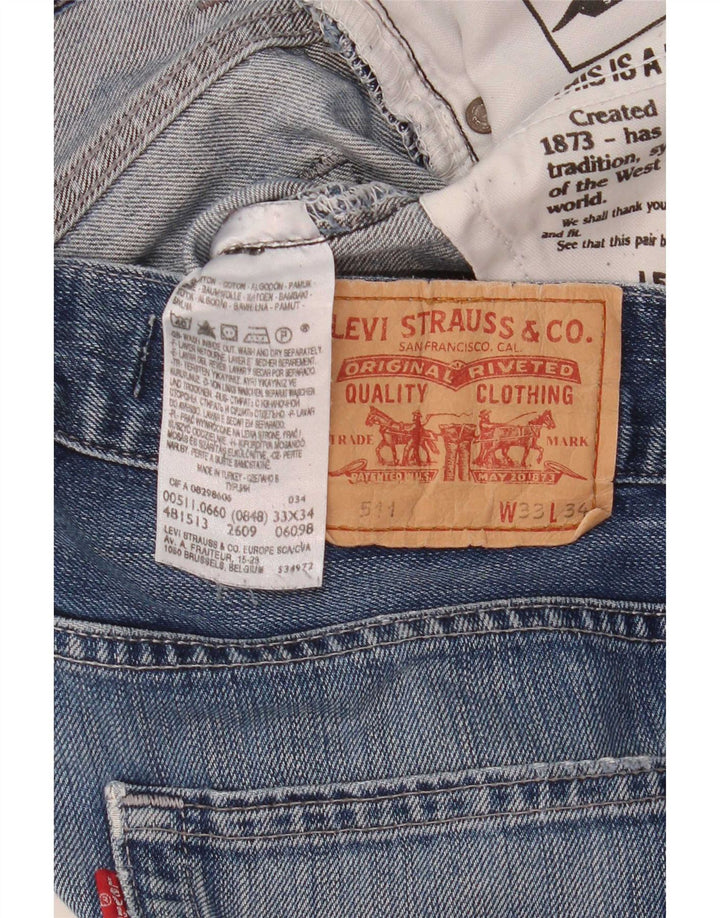 Levi's Herren 511 Distressed Slim Jeans W33 L34 Blaue Baumwolle