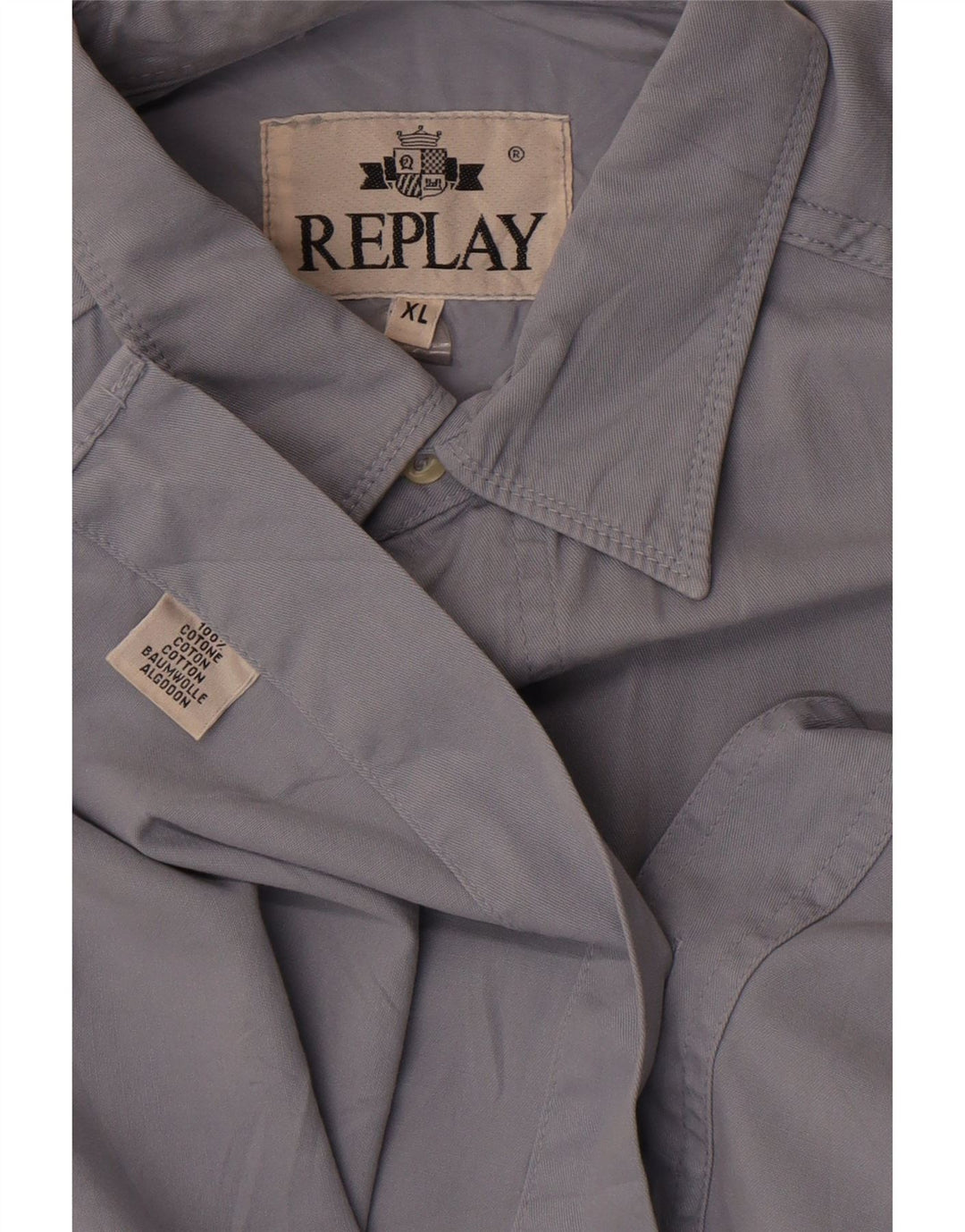 Replay Herrenhemd XL, blaue Baumwolle