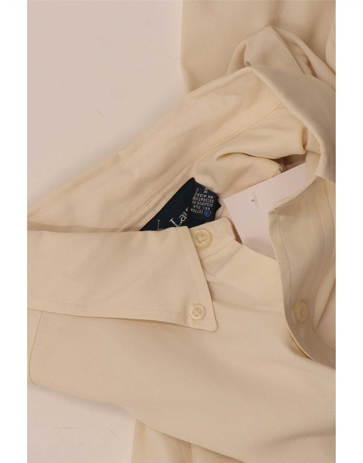 Ralph Lauren Herren-Hemd mit klassischer Passform, groß, cremefarbene Baumwolle
