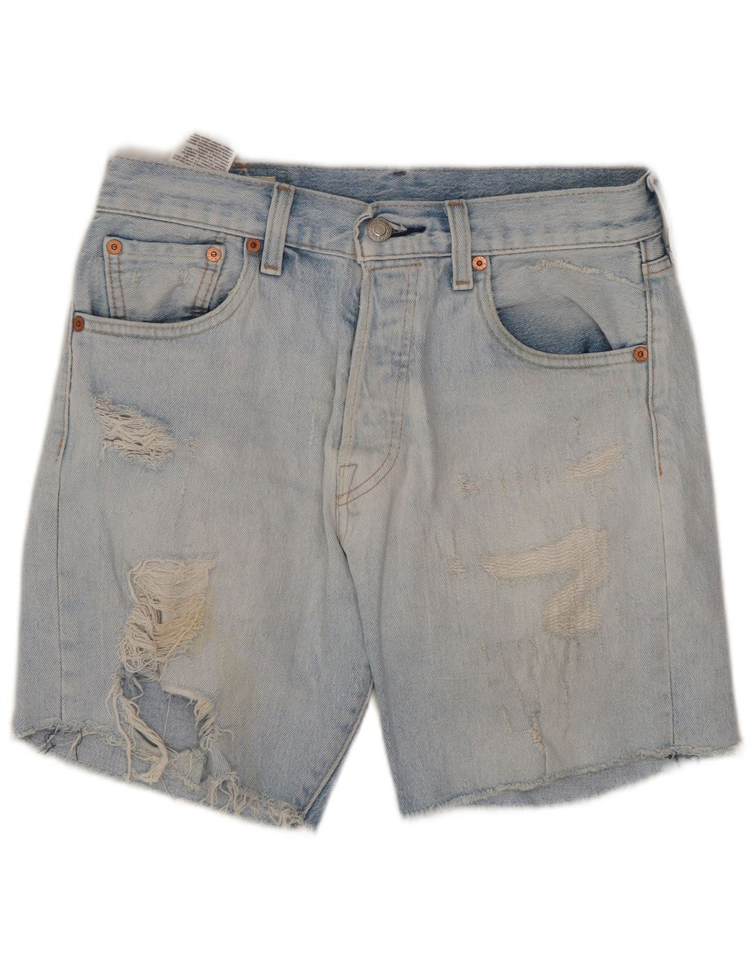 LEVI'S Damen 501 High Waist Distressed Denim Shorts W29 Mittelblau