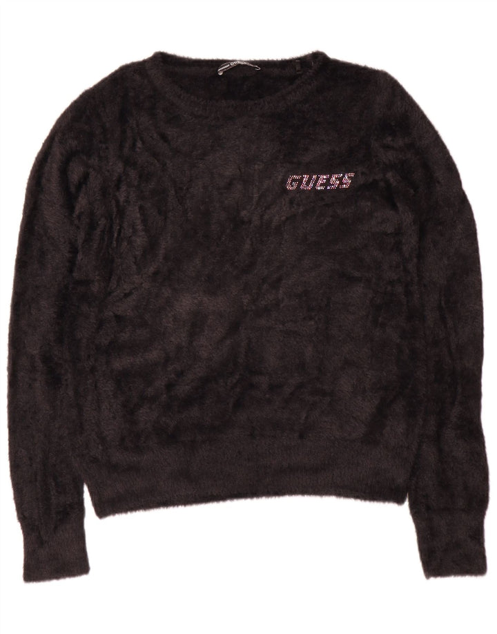 Guess Damen-Fleecepullover mit Grafik, UK 12, mittelschwarz, Polyamid