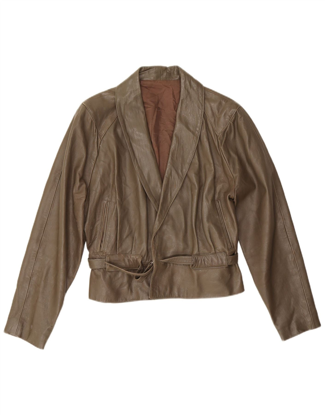 Vintage Damen Lederjacke UK 14 Medium Khaki