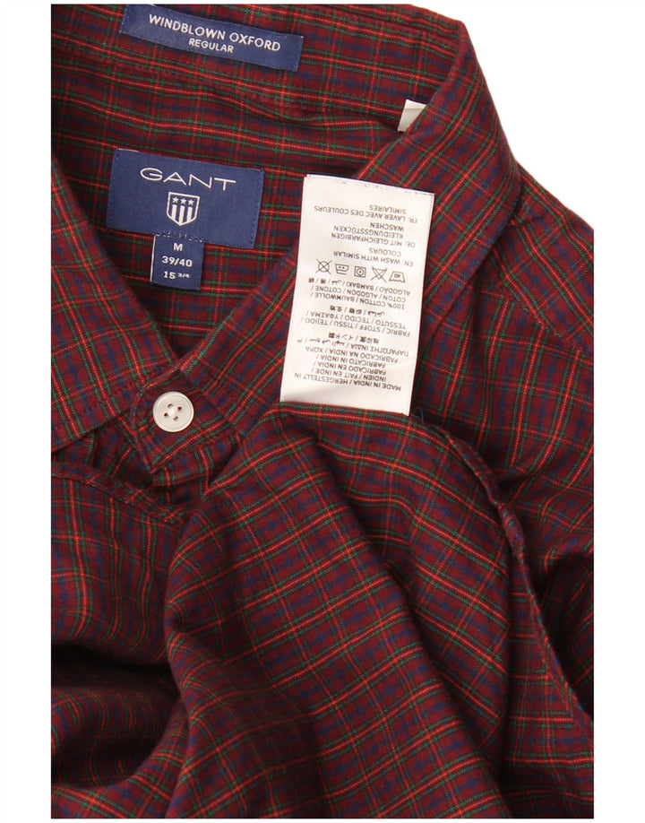 Gant Herren-Hemd mit normaler Passform, Größe 39/40, 15 3/4, mittelgroß, burgunderrot, kariert, Baumwolle