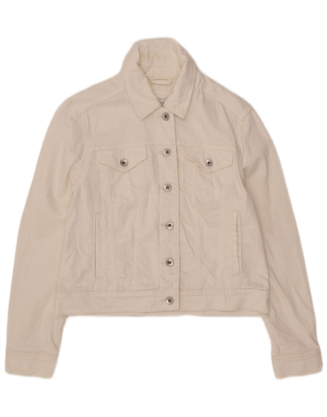 Marks & Spencer Damen Crop Denim Jacke UK 12 Mittelweiße Baumwolle