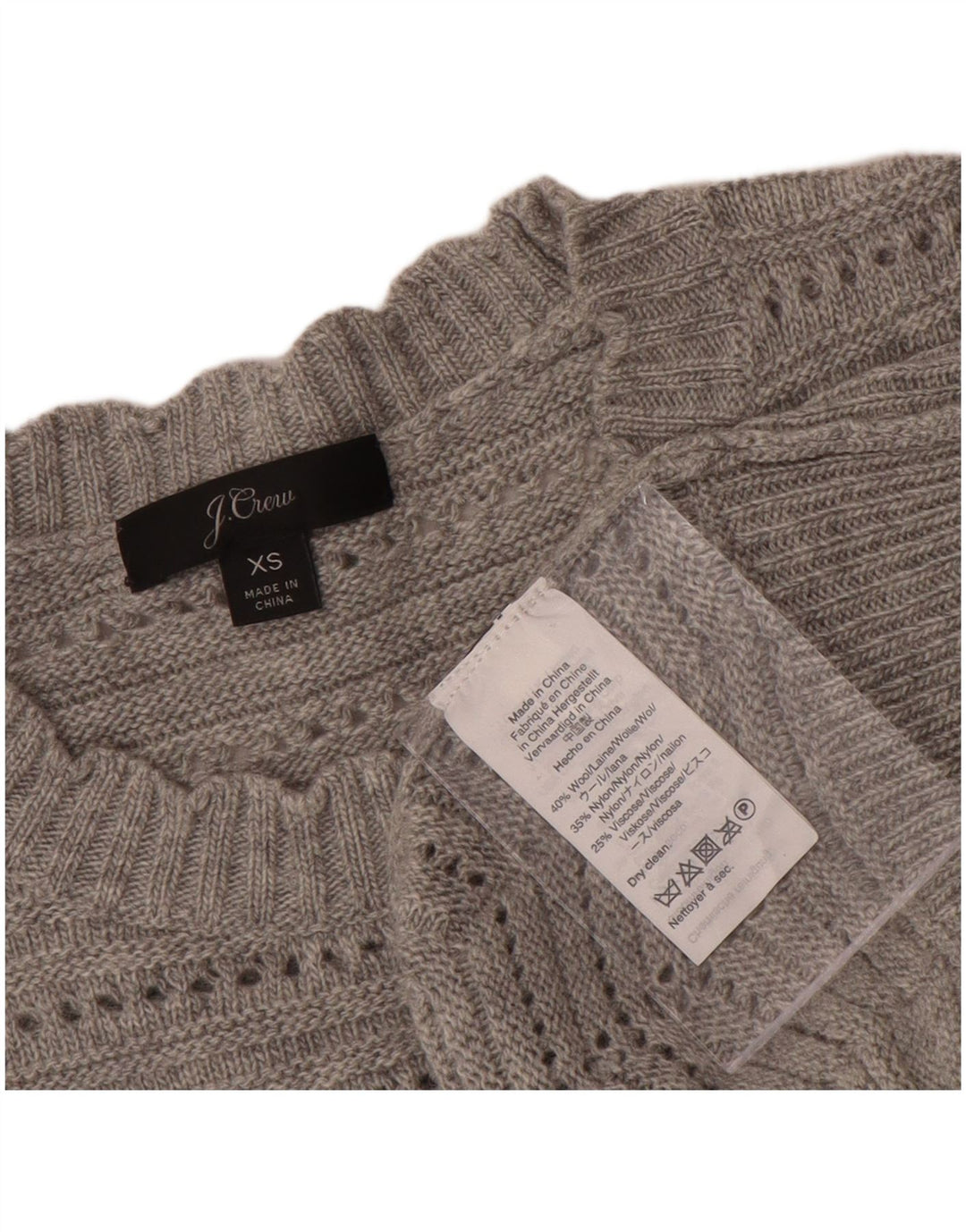 J. Crew Damen-Pullover mit U-Boot-Ausschnitt, UK 6 XS, graue Wolle