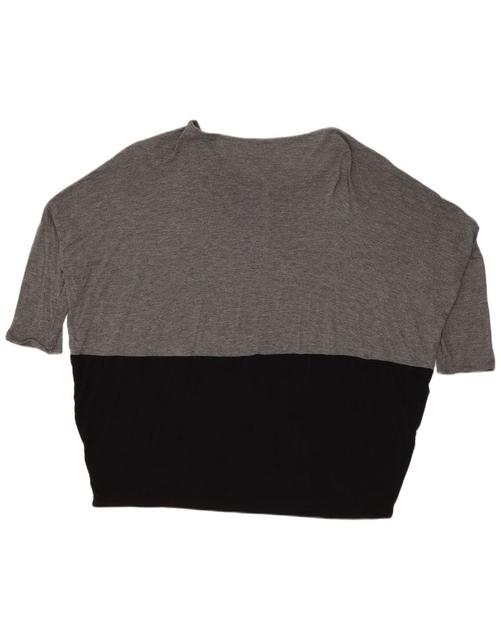 Zara Damen-Oversize-Top mit 3/4-Ärmeln, UK-Größe 14, Mittelgrau, Farbblock