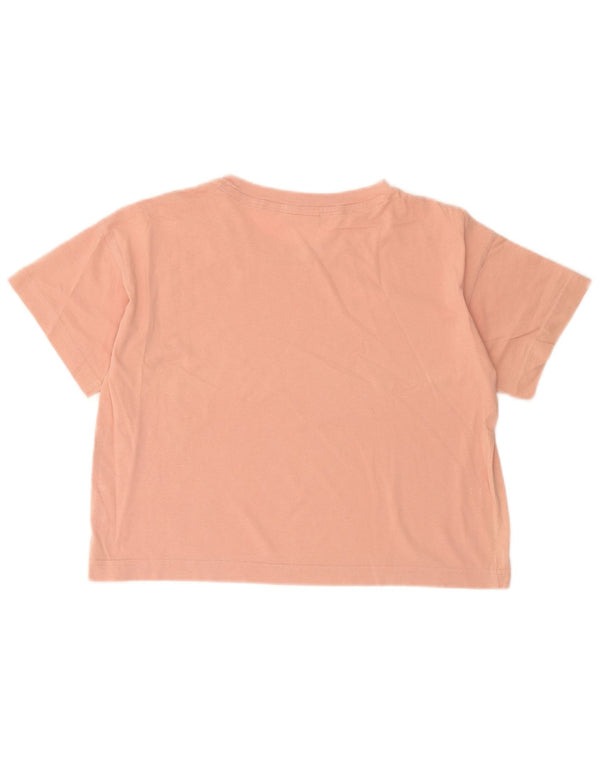 Champion Damen Crop Graphic T-Shirt Top UK 10 Small Pink