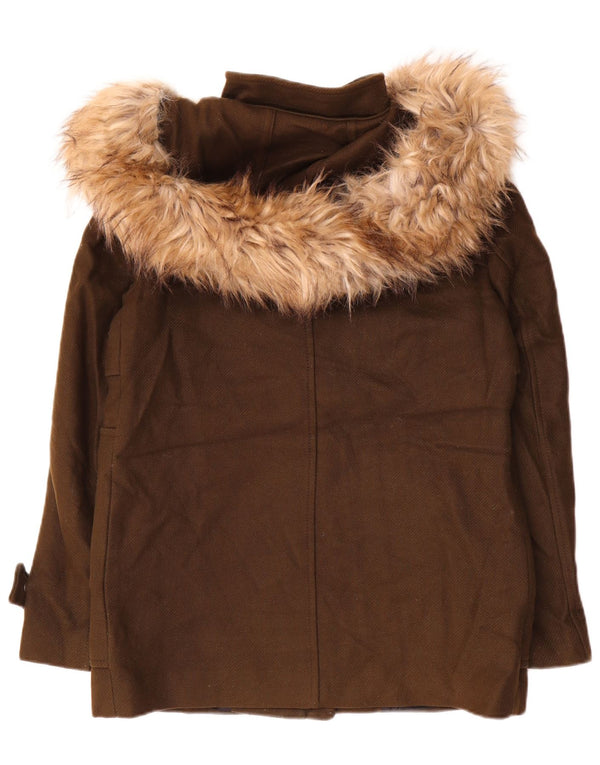 Zara Damen-Windbreakerjacke mit Kapuze, UK 14, mittlere Khaki-Wolle