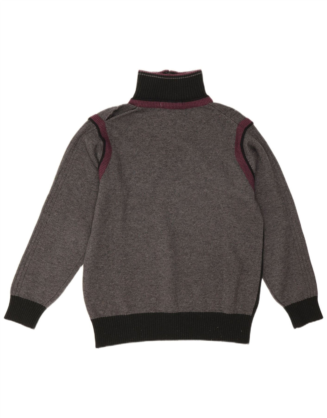 Vintage Herren-Pullover mit Reißverschluss am Hals, klein, grau, Farbblock