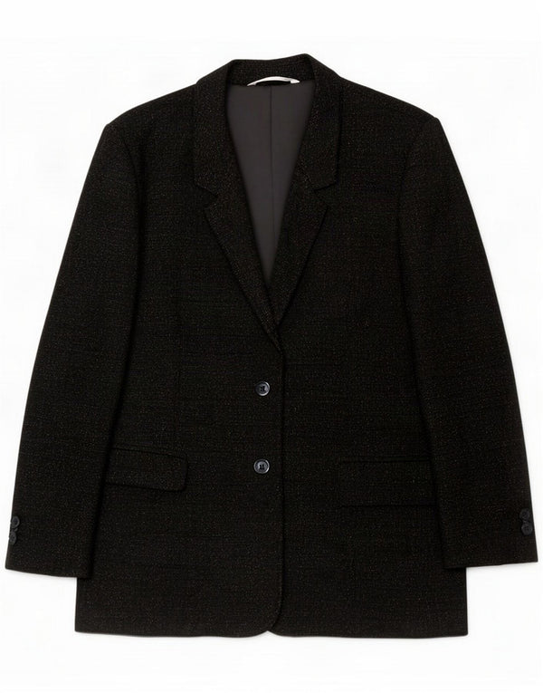 Marks & Spencer Womens Petite 2 Button Blazer Jacket UK 14 Medium Black