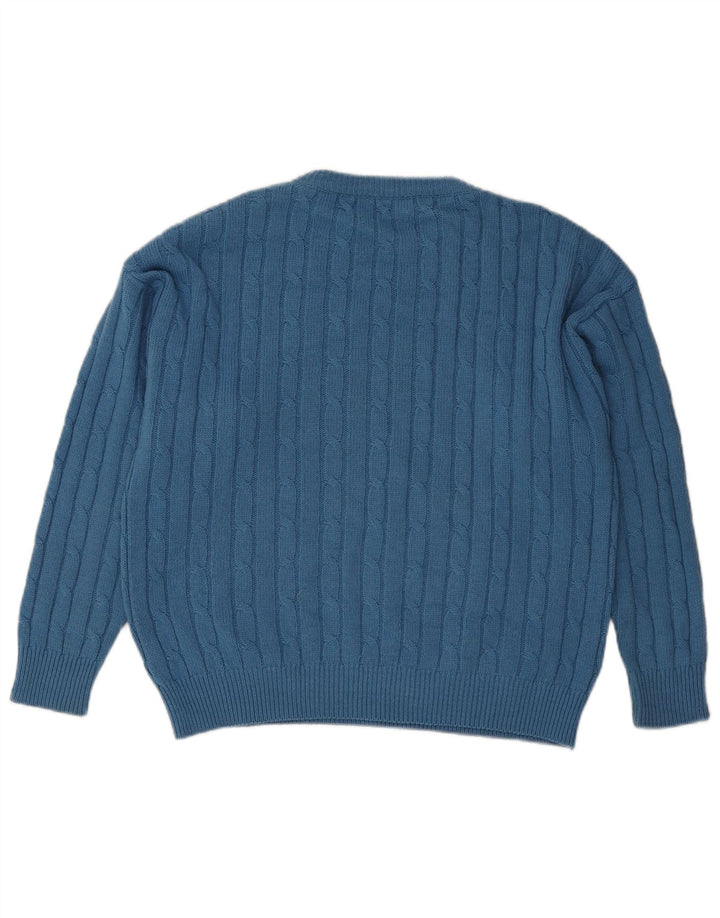 Vintage Herren Pullover mit Rundhalsausschnitt, Größe L, Blau