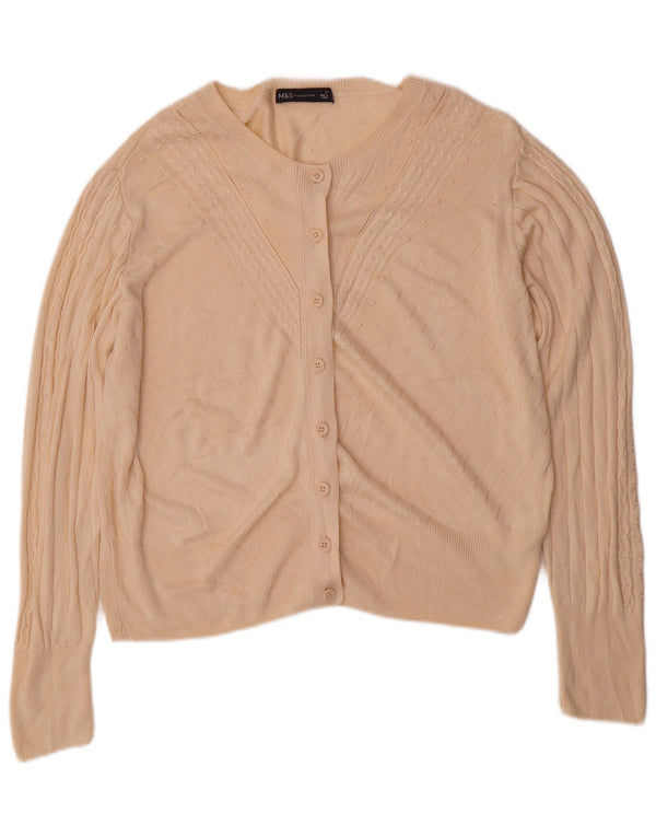 Marks & Spencer Womens Oversized Cardigan Sweater UK 14 Medium Beige