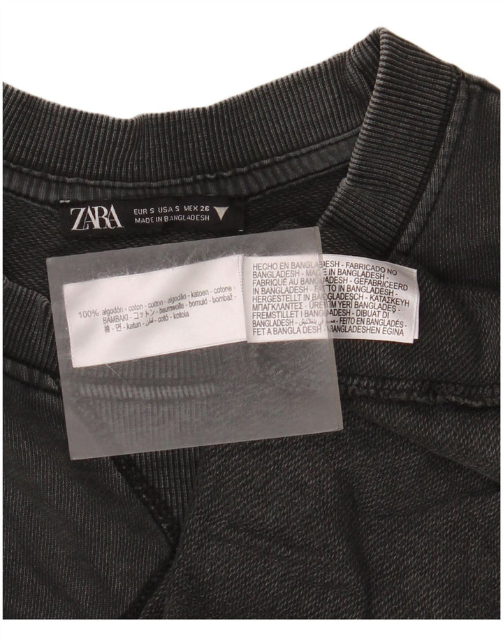 Übergroßes T-Shirt-Oberteil von Zara für Damen, UK 10, Größe S, graue Baumwolle