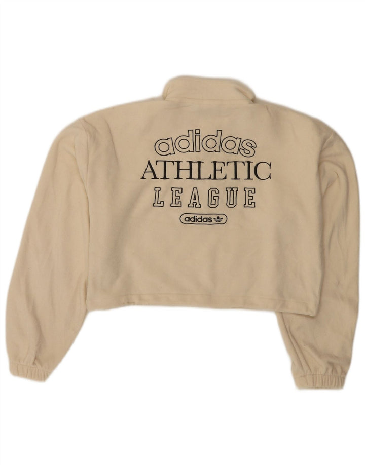 ADIDAS Damen Oversize-Fleecepullover mit grafischem Reißverschluss und Reißverschluss, UK 10, Größe S, Beige