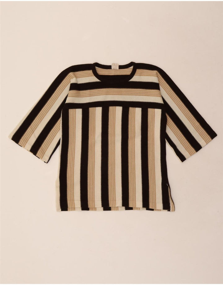 CANDA Womens Knit 3/4 Sleeve Blouse Top IT 44 Medium Beige Striped Acrylic Vintage Canda and Second-Hand Canda from Messina Hembry 