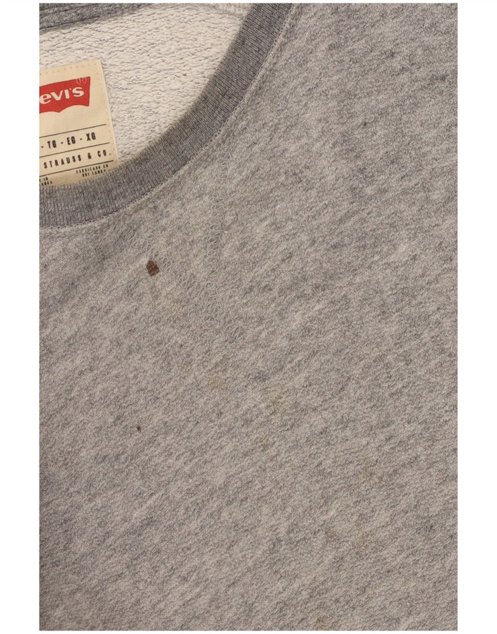 Levi's Herren-Sweatshirt-Pullover XL aus grau gefleckter Baumwolle