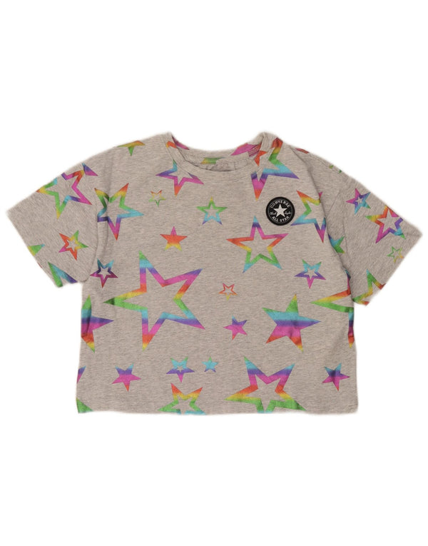 Converse Crop Graphic T-Shirt-Oberteil für Mädchen, 10–11 Jahre, mittelgraue Baumwolle