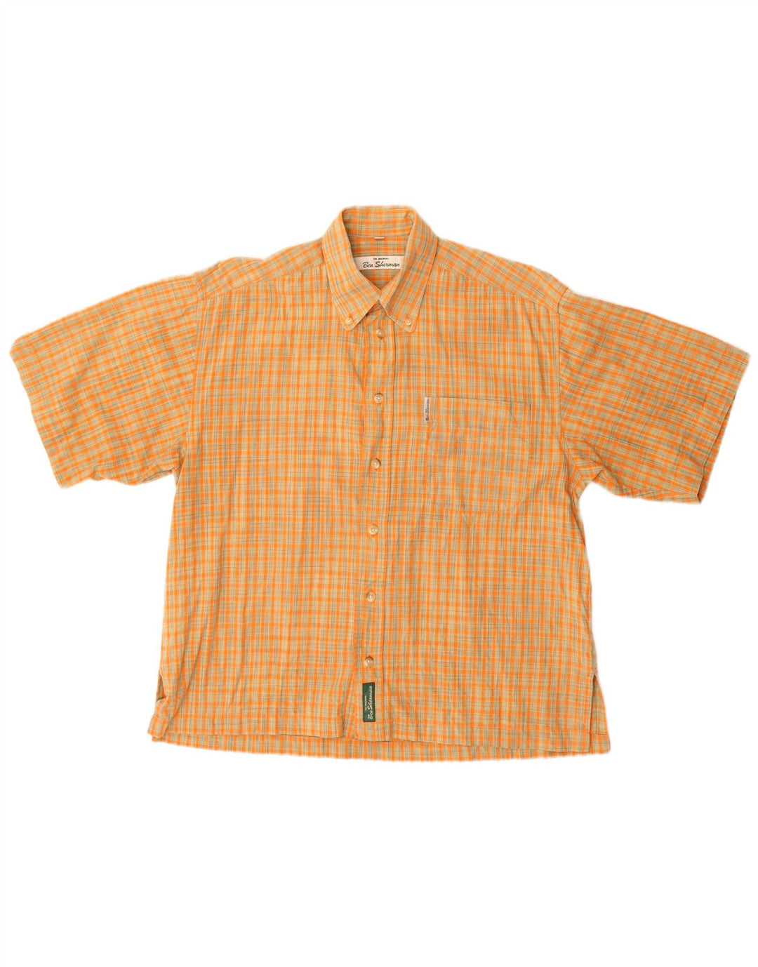 BEN SHERMAN Herren-Kurzarmhemd Mittelorange kariert