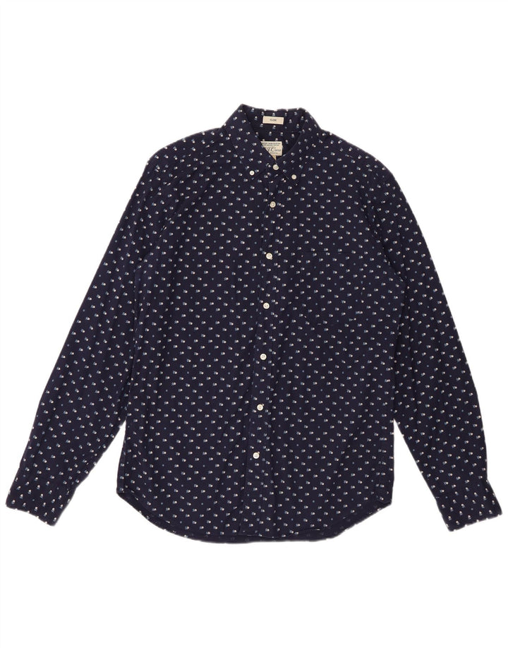 J. Crew Slim-Hemd für Herren aus Baumwolle in mittlerem Marineblau mit Blumenmuster