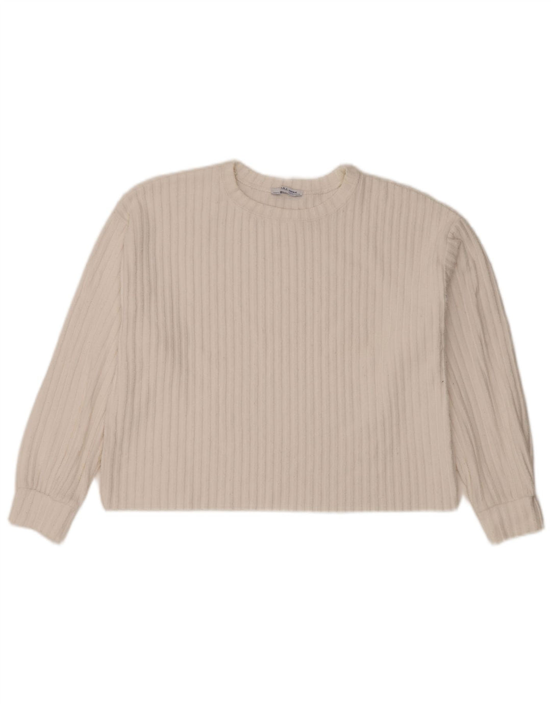 Zara Damen Crop Oversized Top Langarm UK 14 Mittelweiß