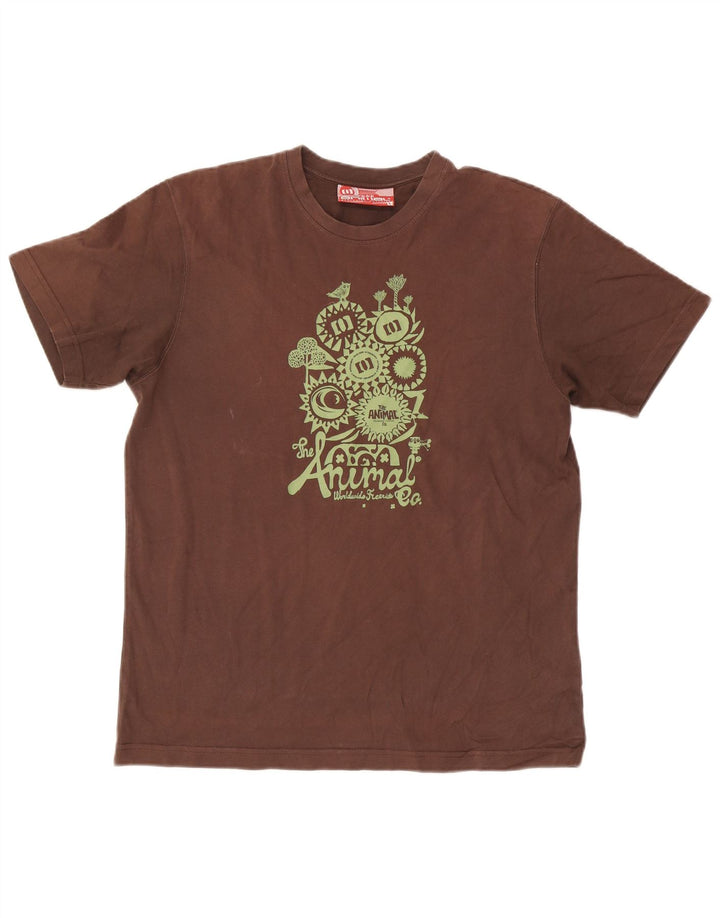 Animal Graphic T-Shirt für Herren, groß, aus brauner Baumwolle