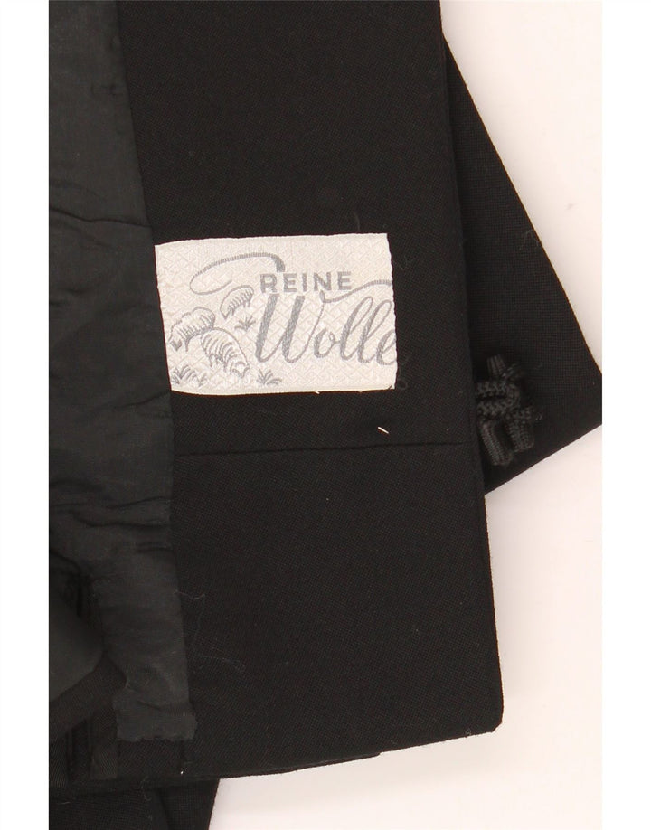 Reine Wolle Damen-Blazerjacke mit 3/4-Ärmeln und 3 Knöpfen, Gr. 12, Mittelschwarz