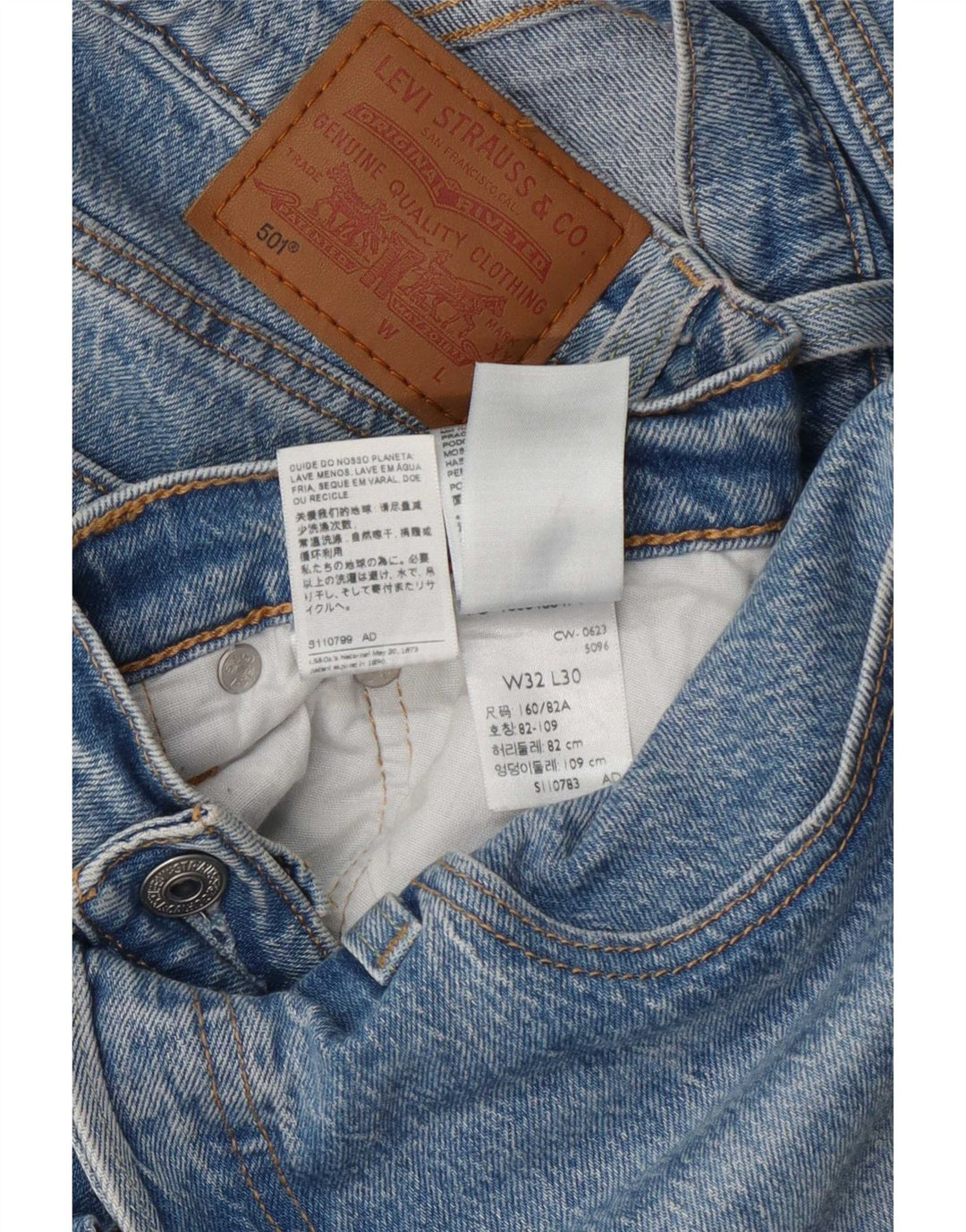 Levi's Herren 501 Straight Jeans W32 L30 Blaue Baumwolle
