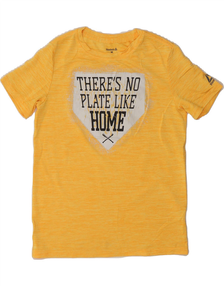 REEBOK Boys Graphic T-Shirt Top 10-11 Years Medium Yellow Flecked Vintage Reebok and Second-Hand Reebok from Messina Hembry 