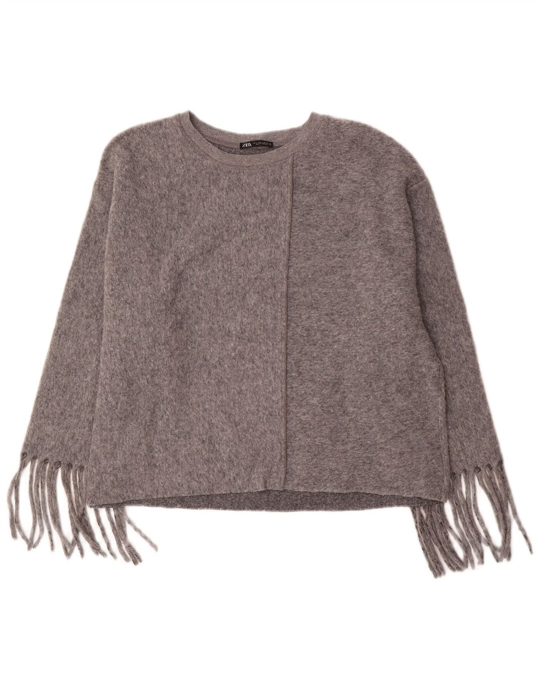Zara Damen-Pullover, übergroß, U-Boot-Ausschnitt, Gr. 40, Größe L, Grau, Polyester