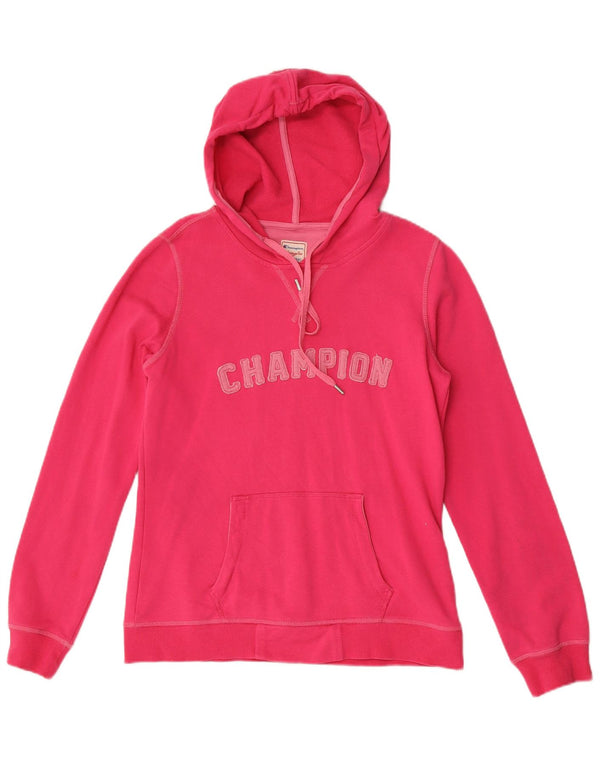Champion Damen Heritage Fit Graphic Hoodie Pullover UK 14 Large Pink