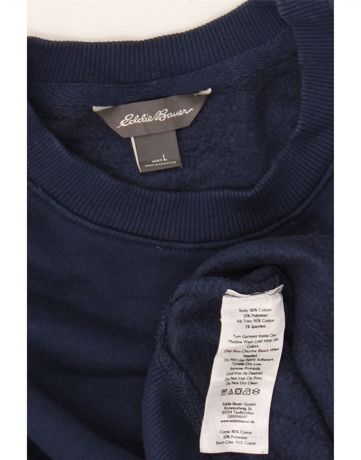EDDIE BAUER Mens Sweatshirt Jumper Large Navy Blue Cotton Vintage Eddie Bauer and Second-Hand Eddie Bauer from Messina Hembry 