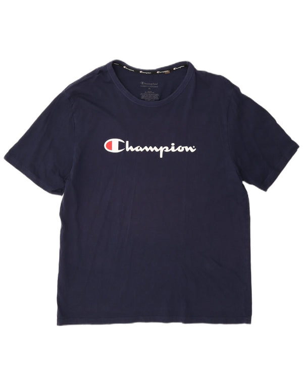 Champion Herren Grafik-T-Shirt-Oberteil XL aus marineblauer Baumwolle