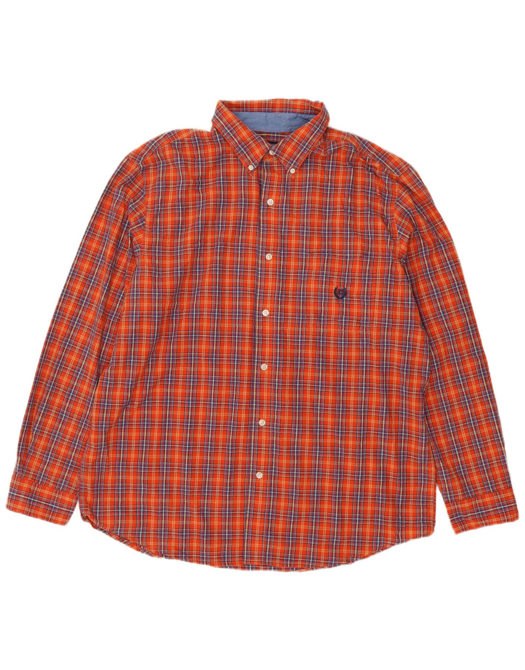 Chaps Herrenhemd XL Orange kariert Baumwolle