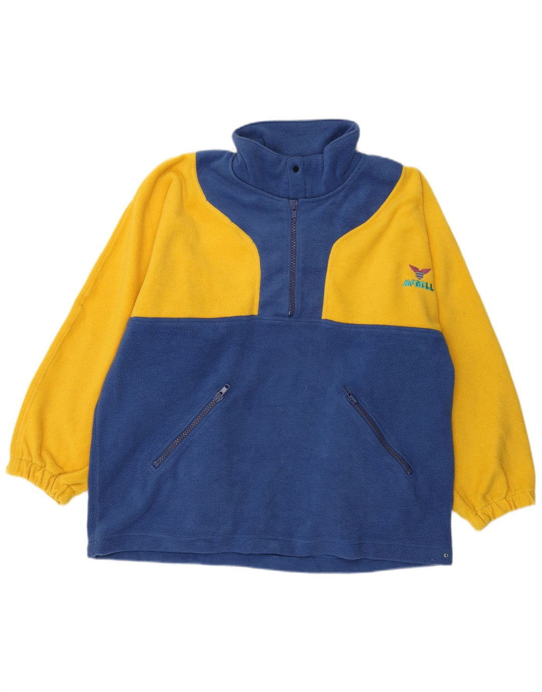 KENNINGTON Herren-Fleecepullover mit Reißverschluss am Hals, XL, blaues Farbblock-Polyester