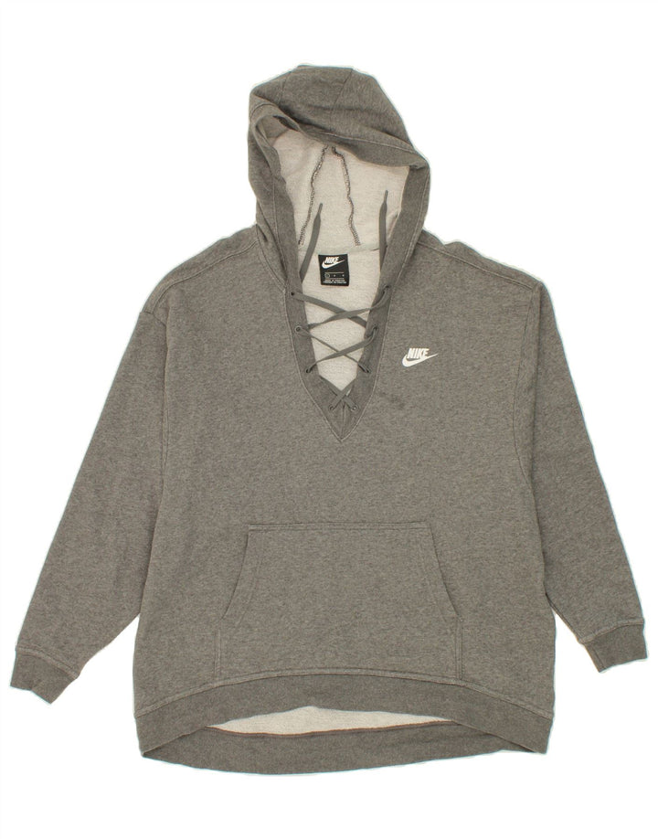 NIKE Womens Oversized Hoodie Jumper UK 16 Large Grey Cotton Vintage Nike and Second-Hand Nike from Messina Hembry 