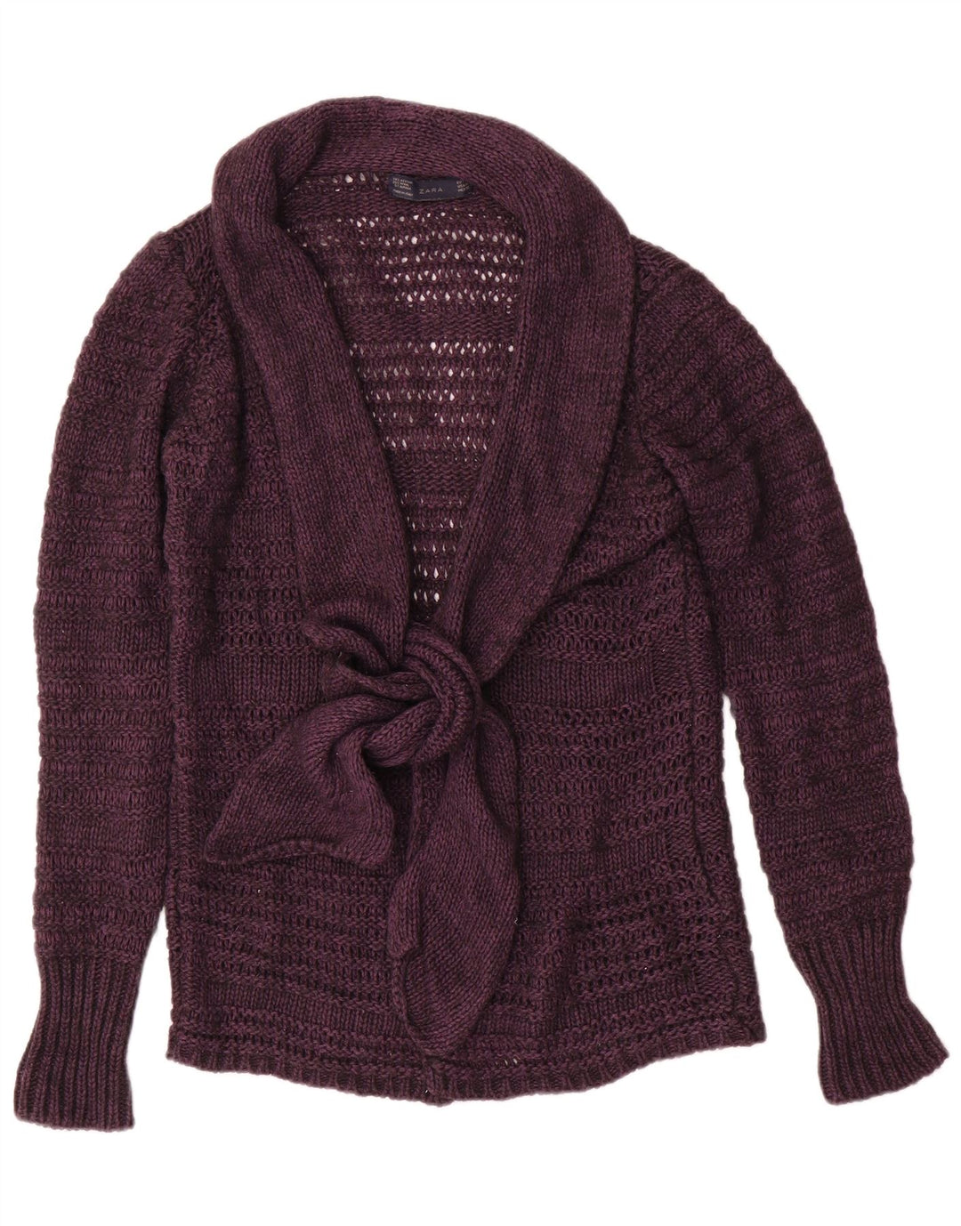 Zara Damen-Cardigan-Pullover UK 14 Mittellila Acryl