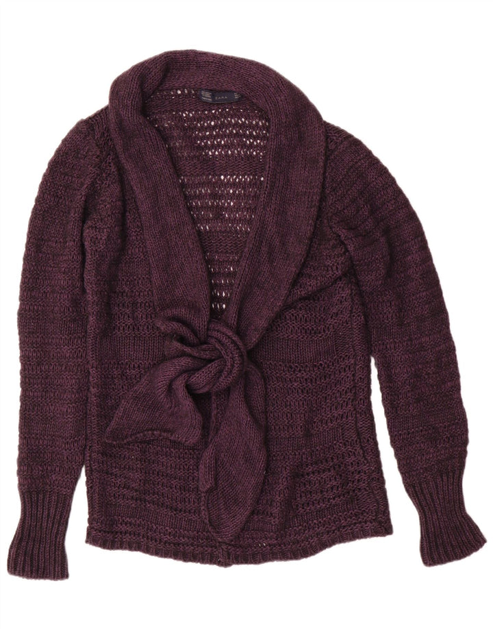 Zara Damen-Cardigan-Pullover UK 14 Mittellila Acryl