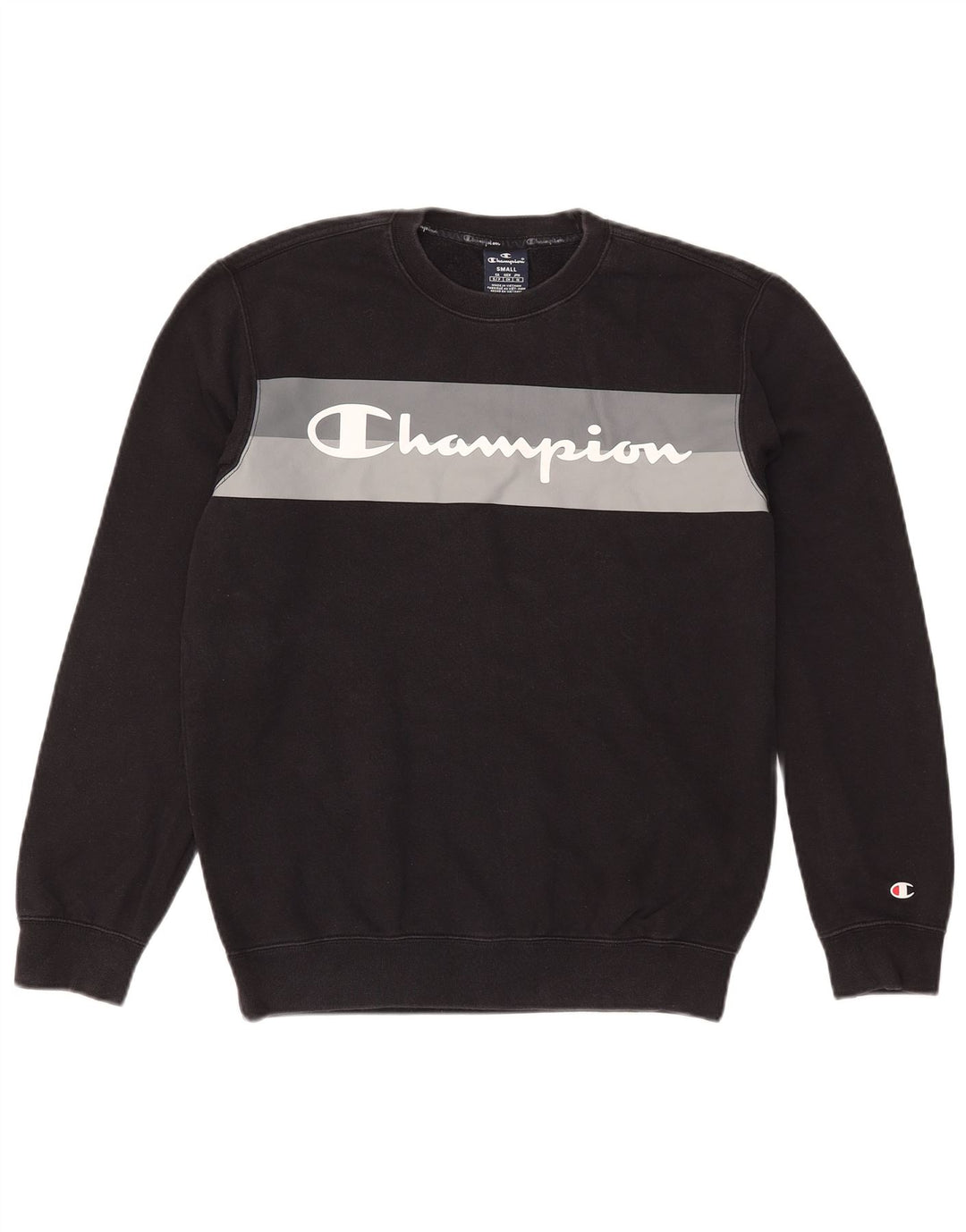 Champion Herren-Sweatshirt mit Grafik, Größe S, Schwarz, Colourblock-Baumwolle