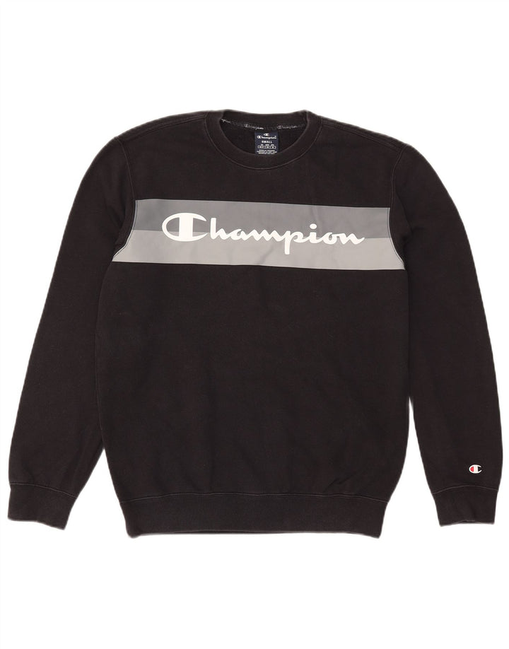 Champion Herren-Sweatshirt mit Grafik, Größe S, Schwarz, Colourblock-Baumwolle