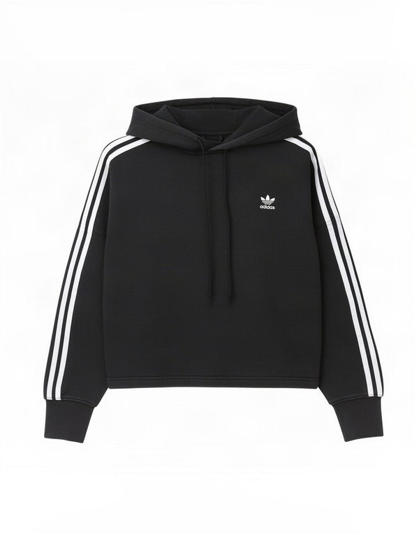 Adidas Damen Crop Oversized Hoodie Pullover UK 8 Small Schwarz