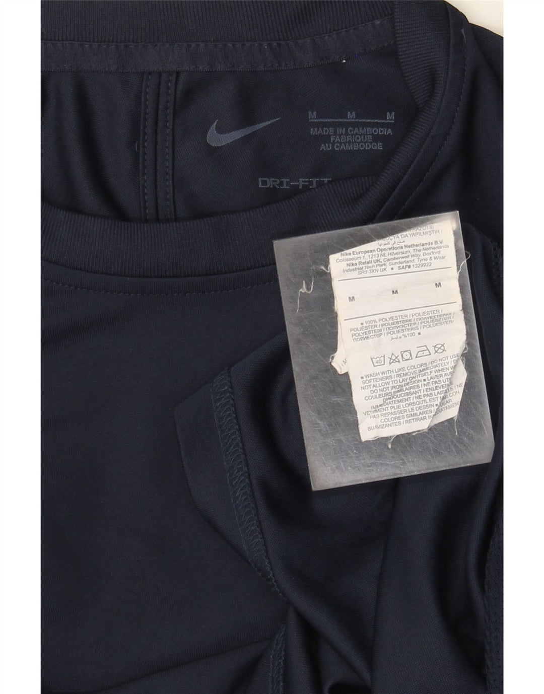 Nike Herren Dri Fit T-Shirt-Oberteil Mittelgroßes marineblaues Farbblock-Polyester