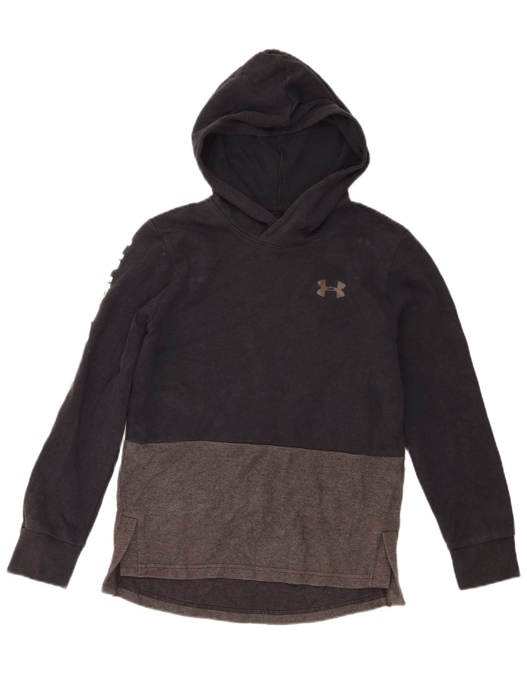 Under Armour Jungen-Kapuzenpullover mit Grafik, 9–10 Jahre, Mittelgrau, Farbblock