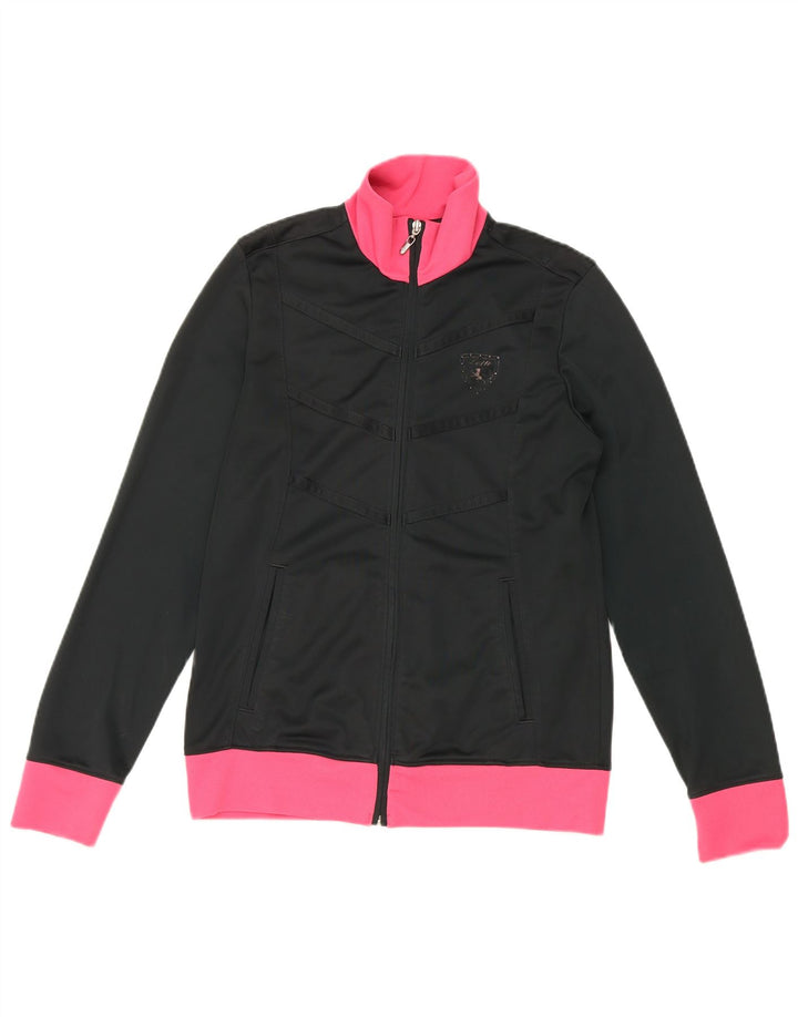 Lotto Damen-Trainingsanzug-Oberteiljacke UK 12 Mittelschwarzes Colourblock-Polyester