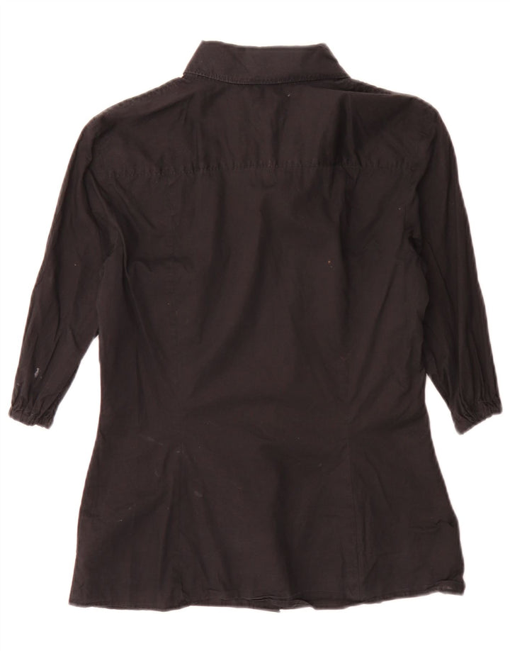 Hugo Boss Damen Kurzarm-Hemdbluse EU 36 Small Schwarz