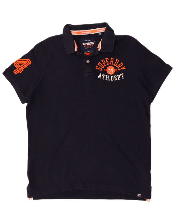 Superdry Herren-Poloshirt mit Grafik, 2XL, Marineblau, Baumwolle