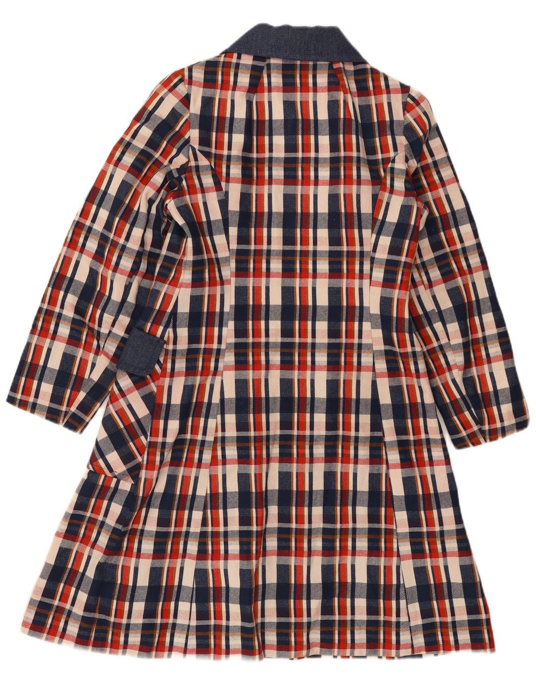 Vintage Damen Mantel UK 8 Small Navy Blue Check