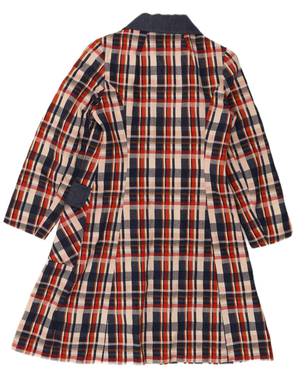 Vintage Damen Mantel UK 8 Small Navy Blue Check