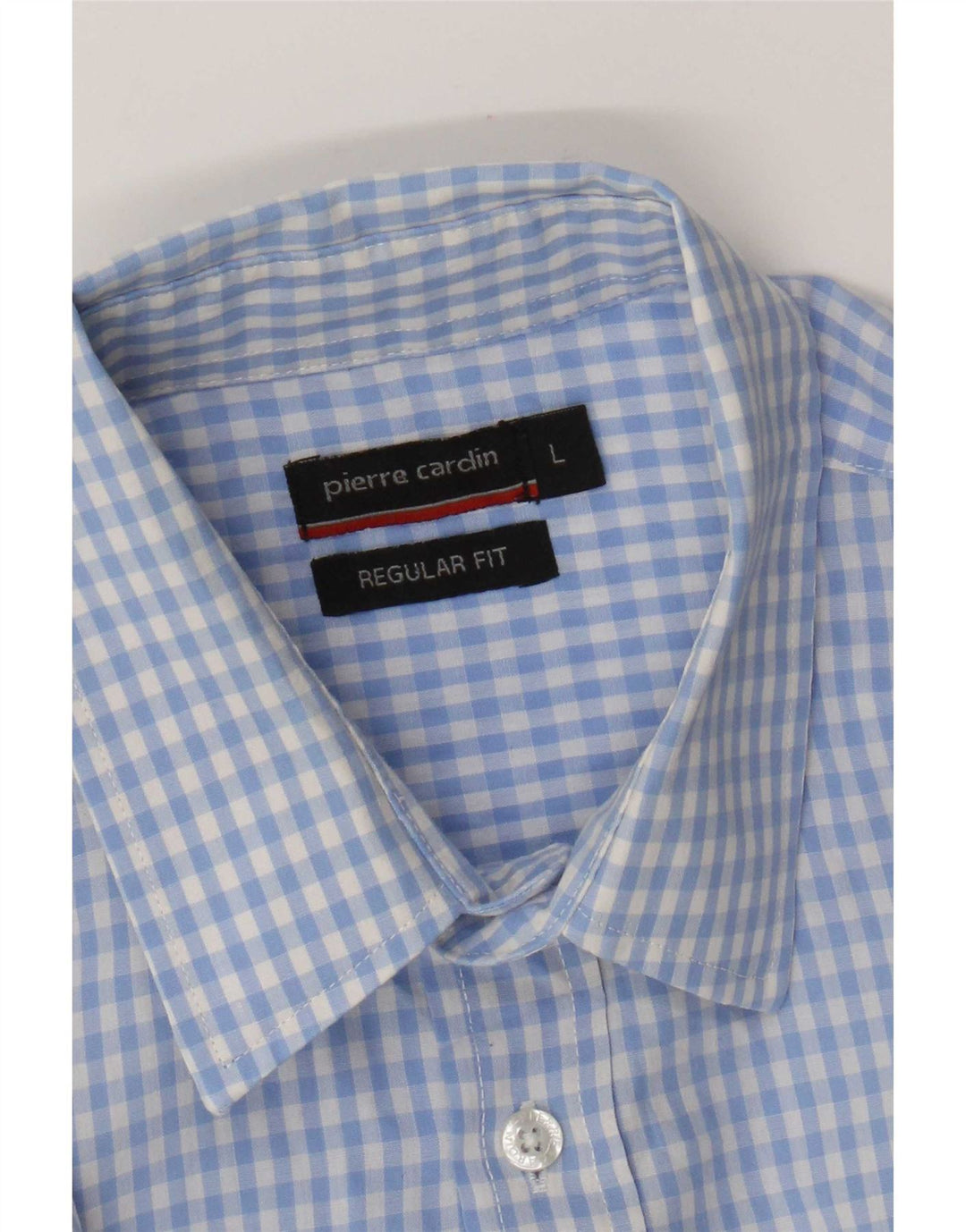 Pierre Cardin Herren-Kurzarmhemd mit normaler Passform, großes blaues Gingham-Muster