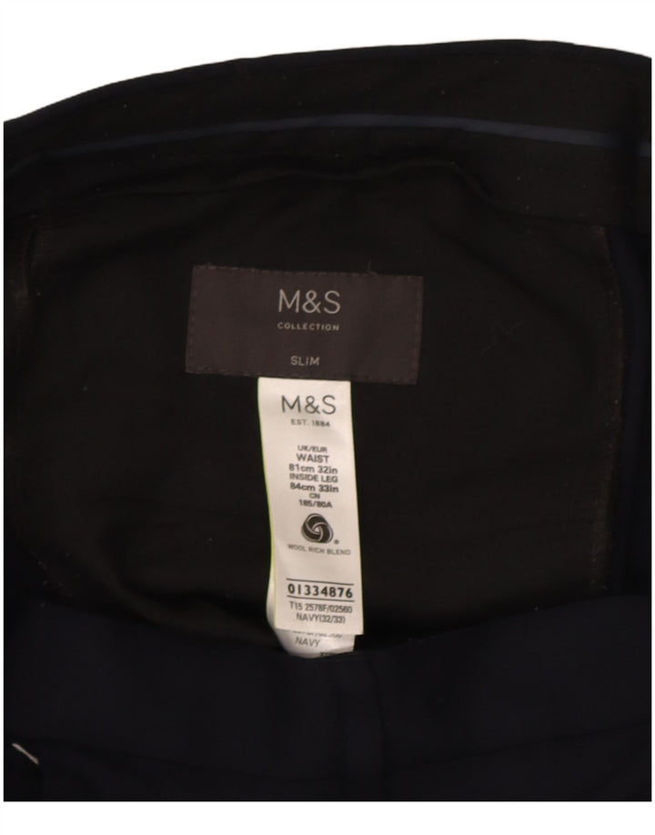 Marks & Spencer Slim-Anzughose für Herren, W32, L33, marineblaue Wolle